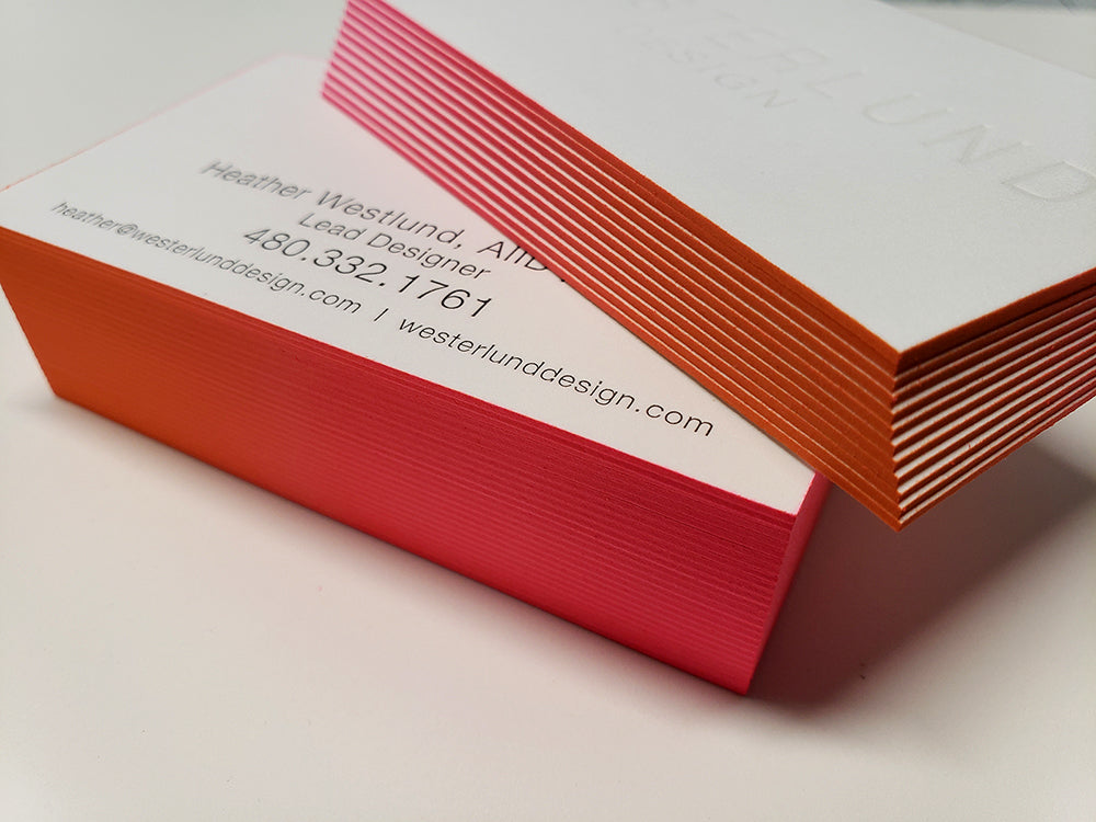 Gradient Edge Painted Letterpress Business Cards