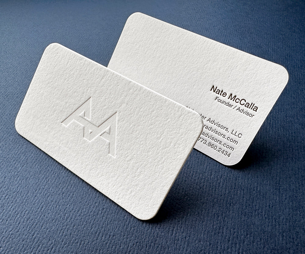 Premium Letterpress Business Cards with Die-Cut Rounded Corners
