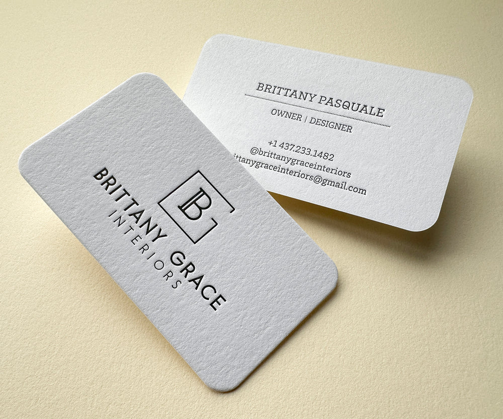 Premium Letterpress Business Cards with Die-Cut Rounded Corners