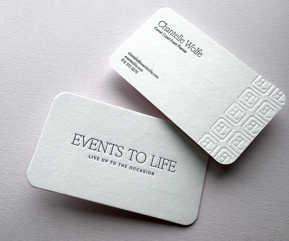 Premium Letterpress Business Cards with Die-Cut Rounded Corners