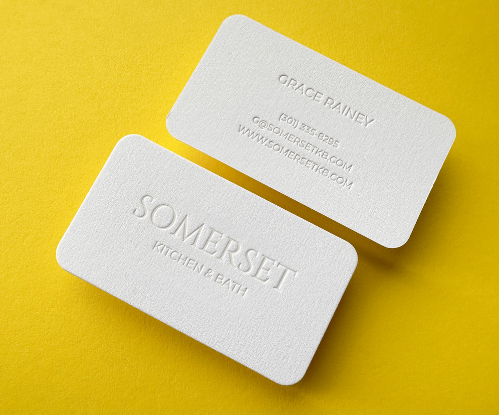 Premium Letterpress Business Cards with Die-Cut Rounded Corners