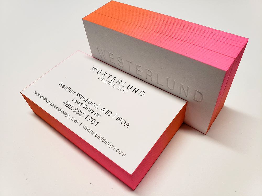 Gradient Edge Painted Letterpress Business Cards