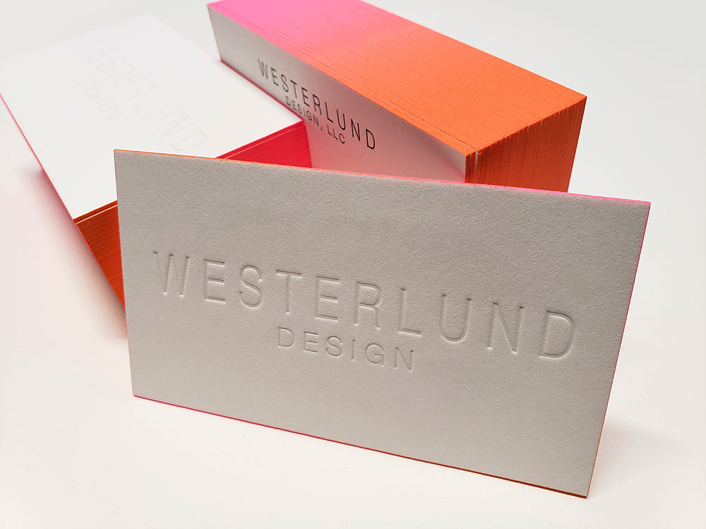 Gradient Edge Painted Letterpress Business Cards