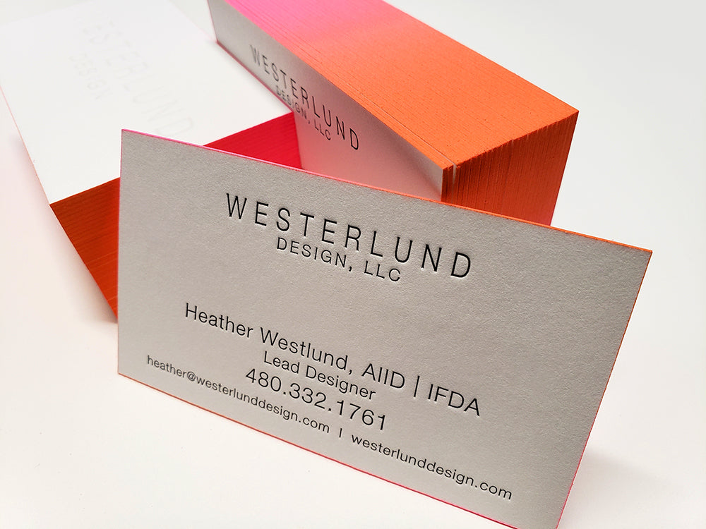 Gradient Edge Painted Letterpress Business Cards