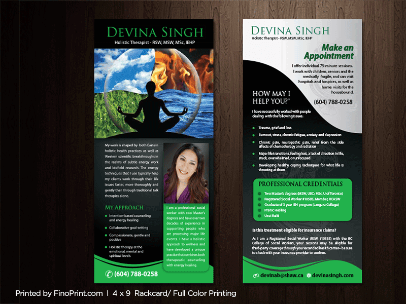 Rackcards, Full-color Printing, 4"x9" postcard