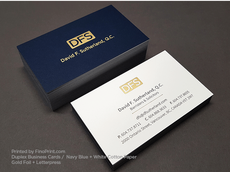 Duplex Business Cards, Letterpress, Gold Foil