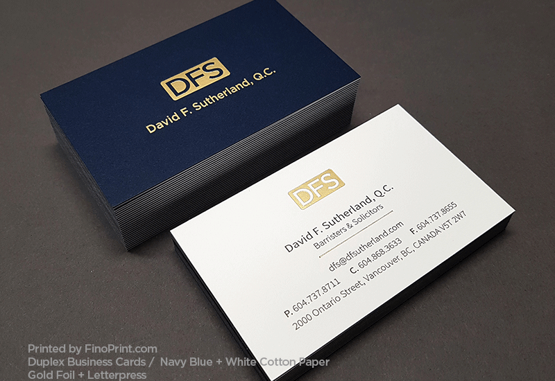 Duplex Business Cards, Letterpress, Gold Foil