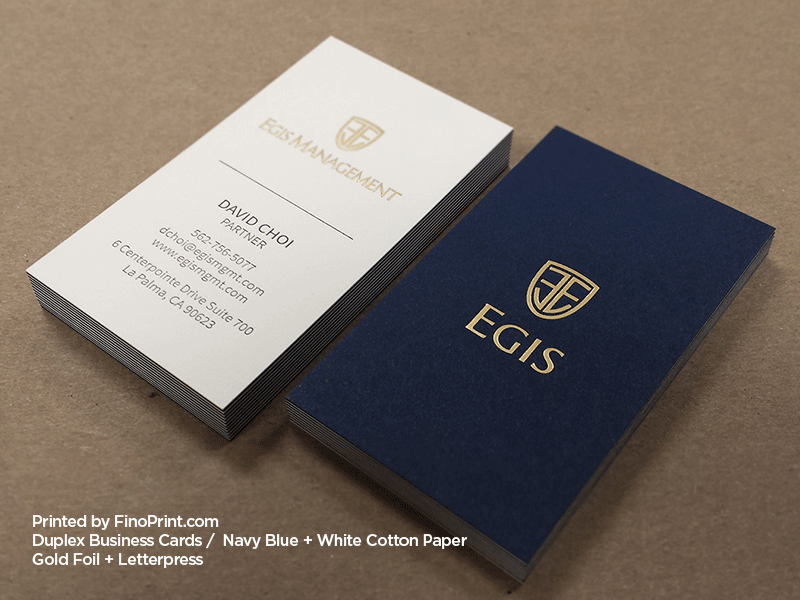 Duplex Business Cards, Letterpress, Gold Foil