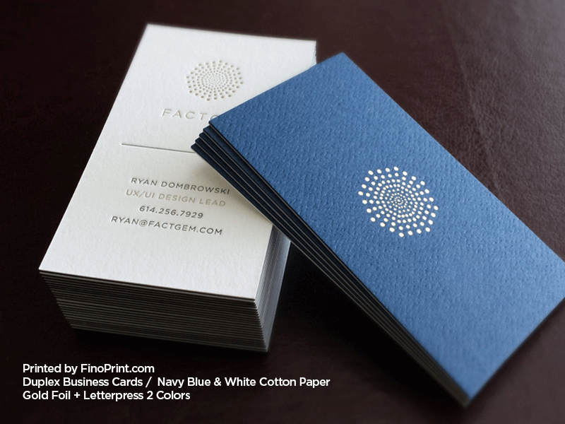 Duplex Business Cards, Letterpress, Gold Foil