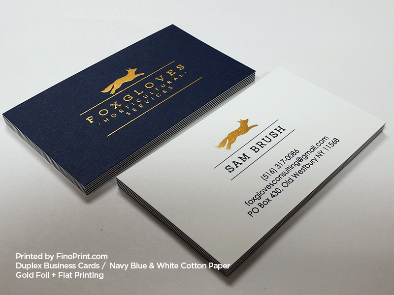 Duplex Business Cards, Black Ink Print, Gold Foil