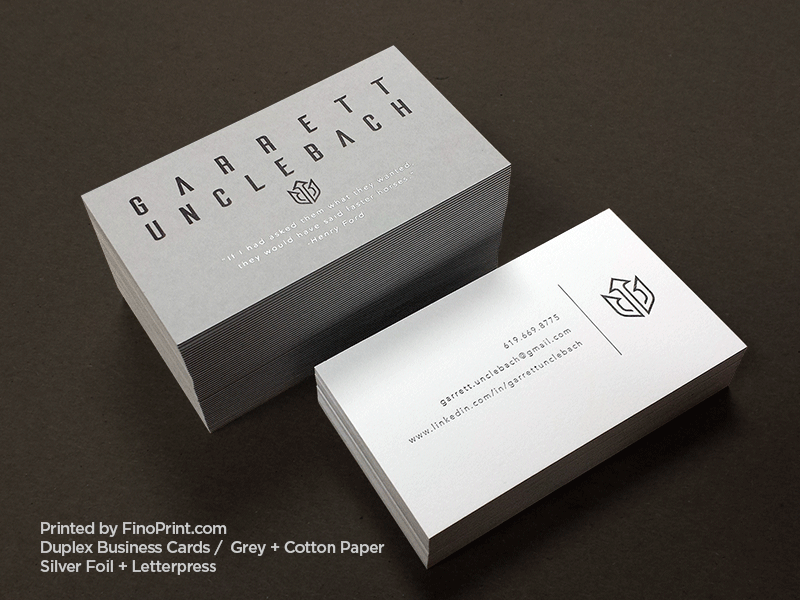 Duplex Business Cards, Letterpress, Silver Foil