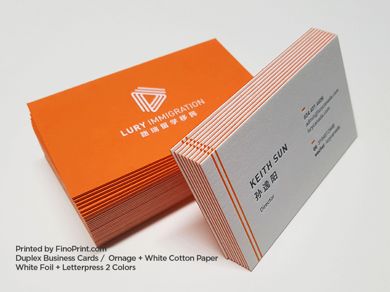 Duplex Business Cards, Letterpress, White Foil