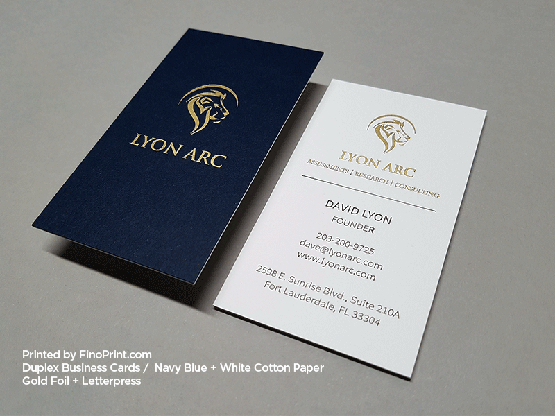 Duplex Business Cards, Letterpress, Gold Foil