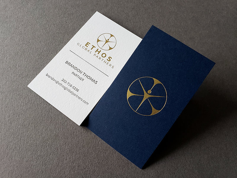 Duplex Business Cards, Letterpress, Gold Foil