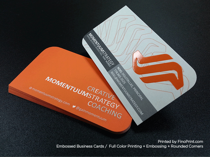 Embossed Business Cards, Full color Printing, Rounded Corners, Embossing, Spot UV