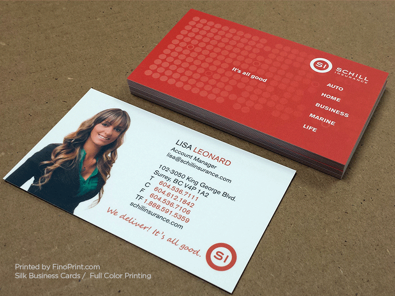 Silk Business Cards, Full color Printing, 16pt Silk Paper