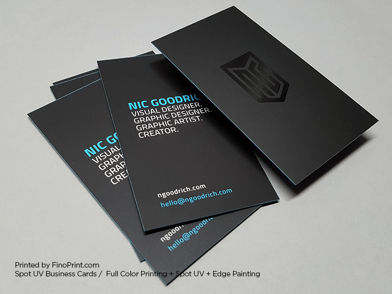 Spot UV Business Cards, Full Color Printing, Edge Painting