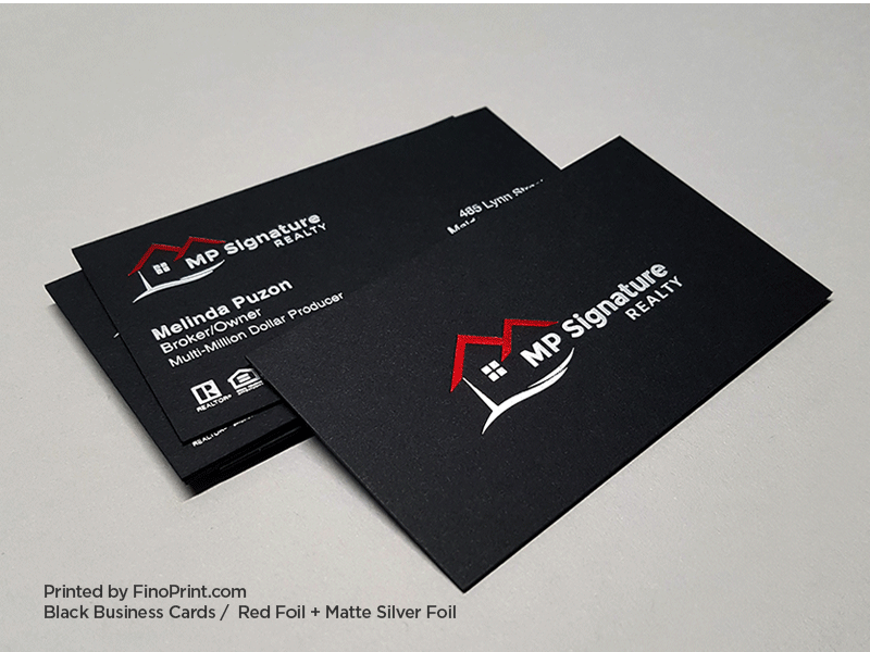 Black Business Card, Red Foil, White Foil