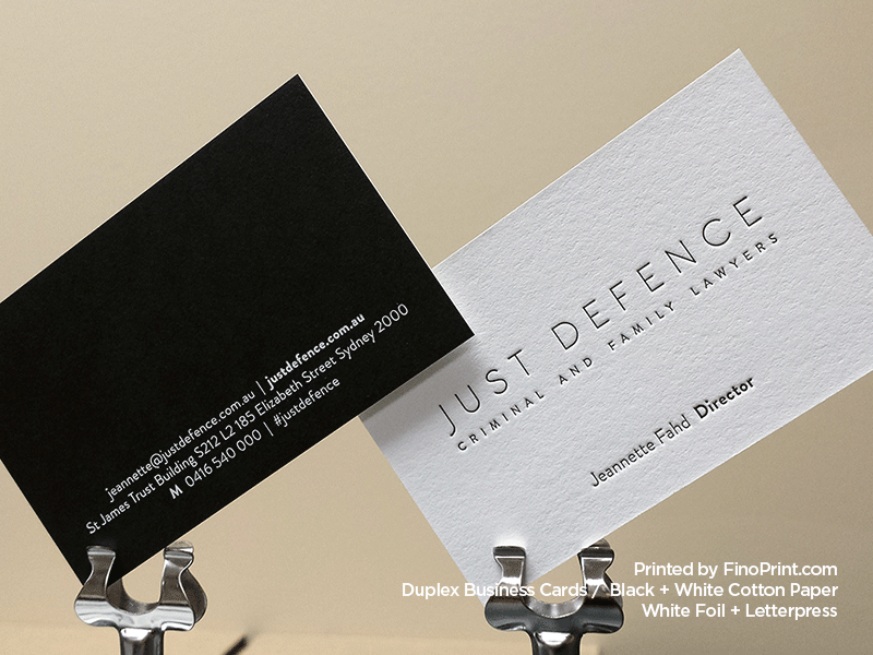 Duplex Business Cards, Letterpress, White Foil
