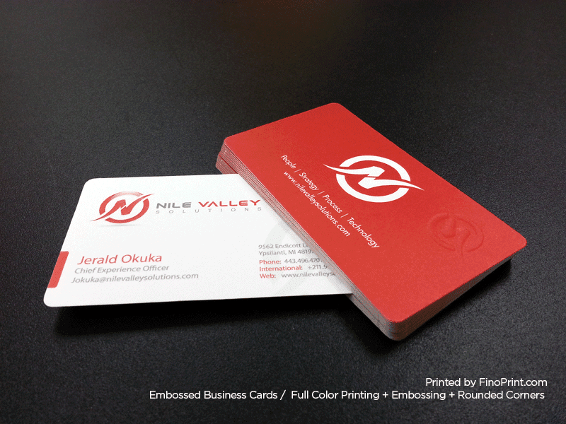 Embossed Business Cards, Full color Printing, Rounded Corners, Embossing