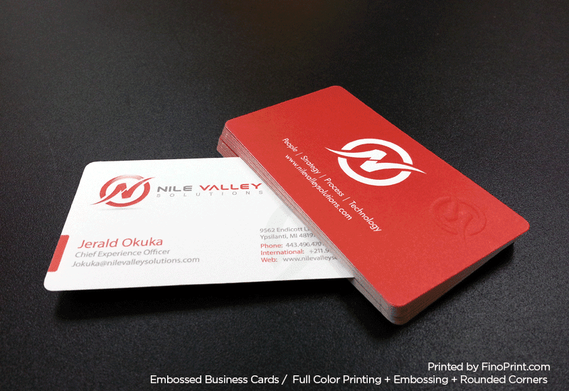 Embossed Business Cards, Full color Printing, Rounded Corners, Embossing