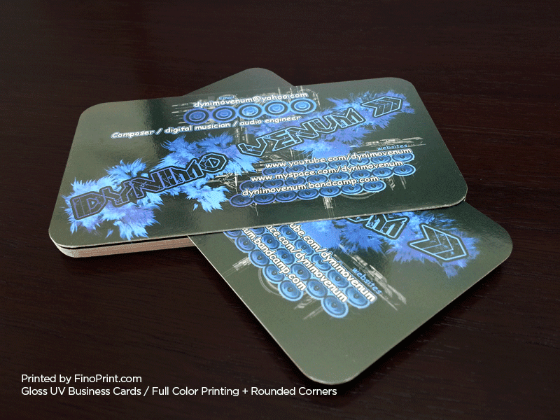 Gloss UV Business Cards, Full-color Printing, 16pt Paper, Rounded Corners