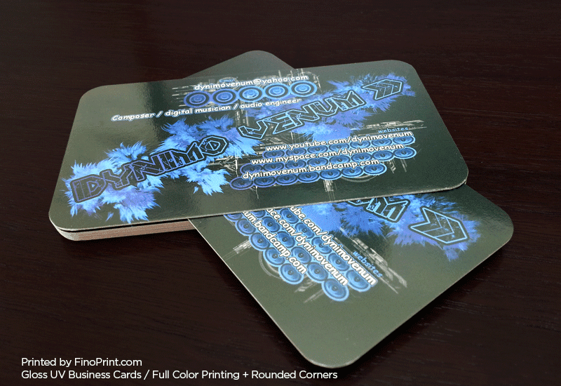 Gloss UV Business Cards, Full-color Printing, 16pt Paper, Rounded Corners