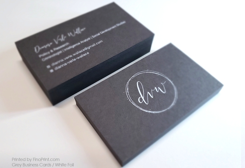 Grey Business Cards, White Foil